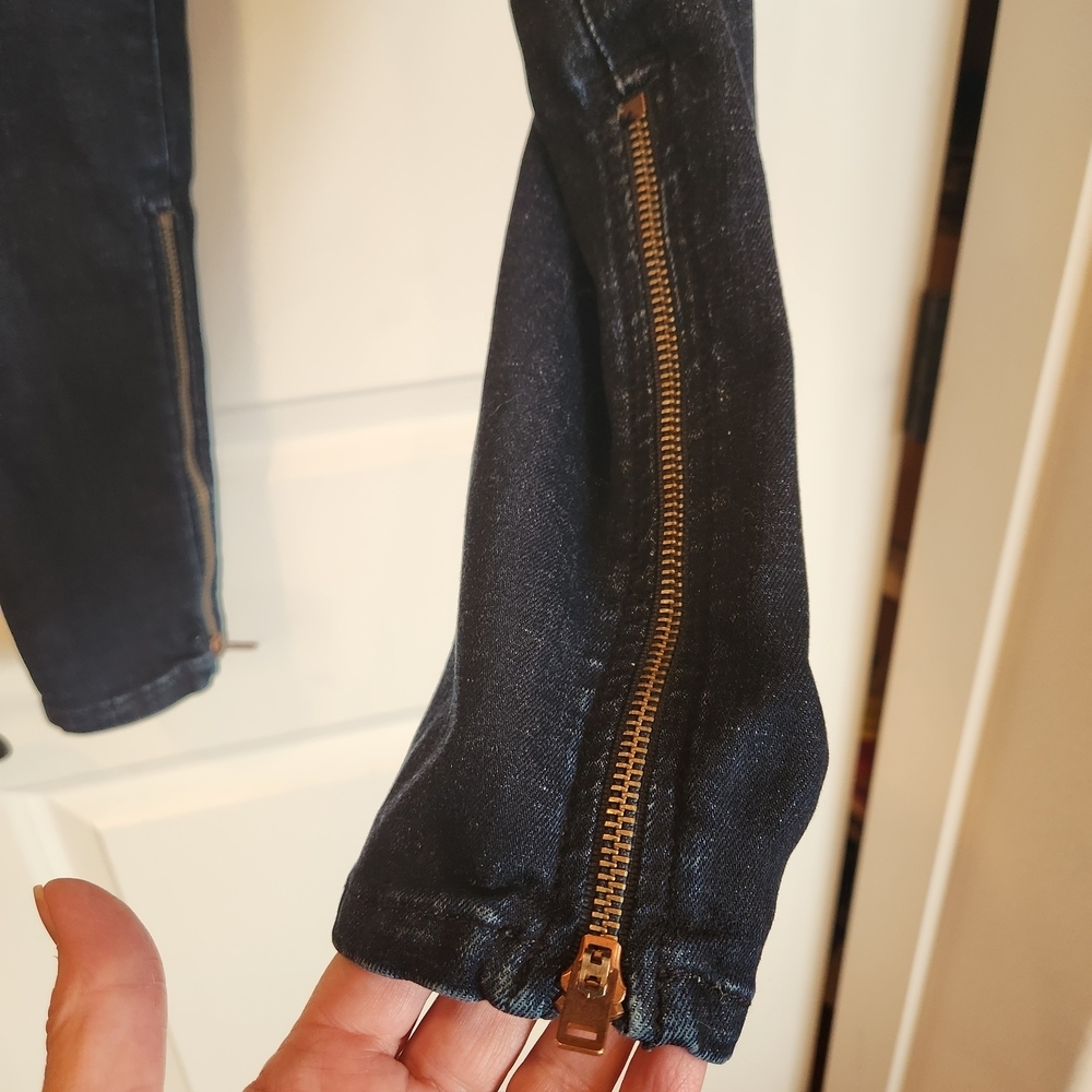 David Kahn Los Angeles Dark Wash Nikki Ankle Zip Jeans Size 30 Mid-Rise Skinny - Picture 5 of 14